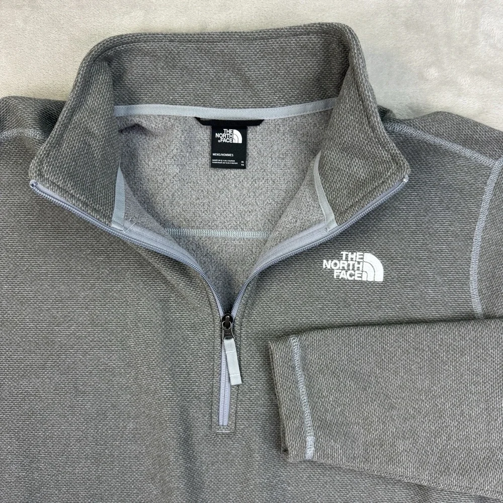 The‎ North Face 1/4 Zip Fleece Pullover Men XL Gray Textured Outdoor Hiking